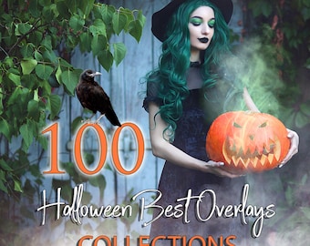 100+ Halloween Photo Overlays: Spooky Fog, Bats, Cobwebs (PNG & JPG Digital Download)