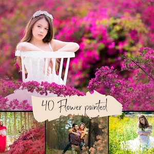 40 Painted flowers overlays, Transparent PNG