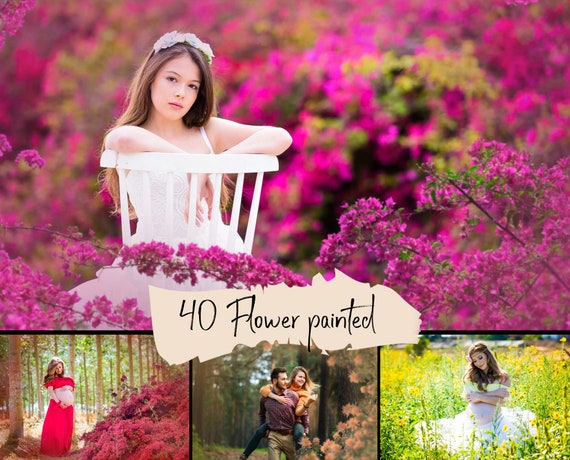 40 Painted flowers overlays