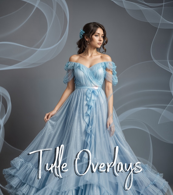 40 Tulle overlays, Photoshop overlays, veil overlay, flying tulle, png file