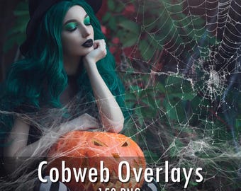 150 Cobweb Halloween Overlays, Photoshop Overlay, spiderweb, gossamer Halloween, Photoshop Effects, Transparent PNG