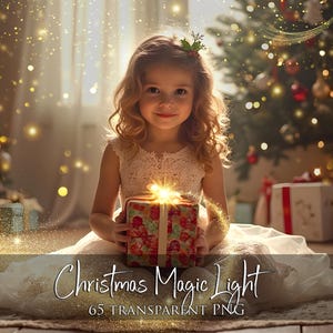 65 Magic light overlays, Gold fairy dust, Christmas overlays, Transparent PNG