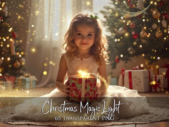 65 Magic light overlays, Gold fairy dust, Christmas overlays, Transparent PNG