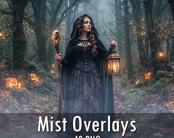 40 Mist overlays, Realistic Dry Ice Smoke Clouds overlay, Halloween overlays PNG