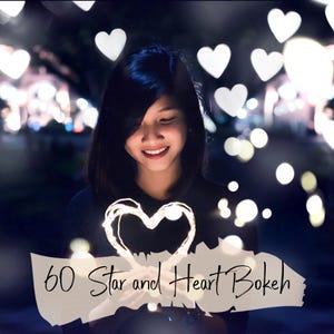 60 superpositions d&#39;étoiles et de coeurs bokeh
