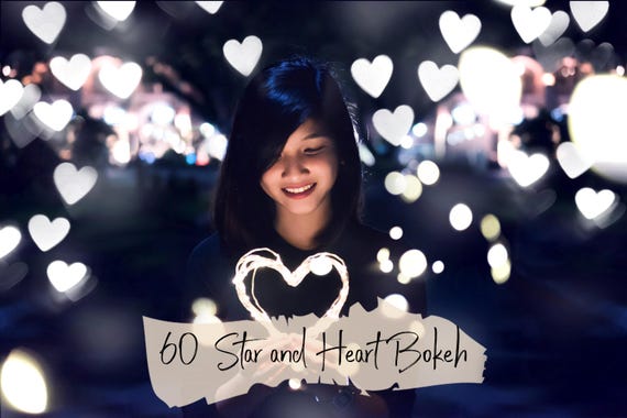 60 Star and heart bokeh overlays