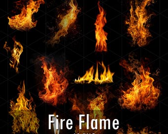 60 Fire Flame Photo Overlays: PNG & JPG (Digital Download)