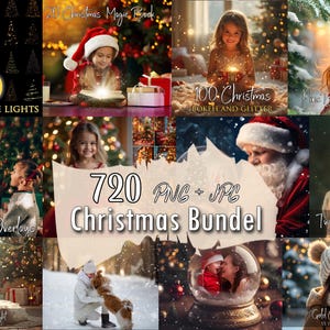 720+ Christmas Photo Overlays Bundle - Glitter, Lights, Snow Globe Effects, Transparent PNG & JPG Digital Download