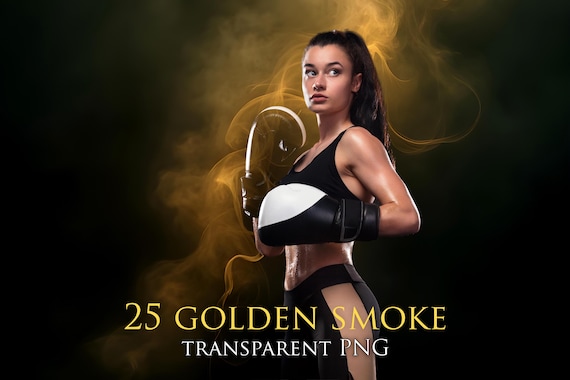 25 Golden Smoke and fog photoshop overlays,Transparent PNG + JPG