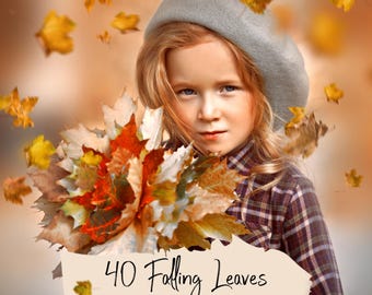 40 Autumn leaves overlays, Png files