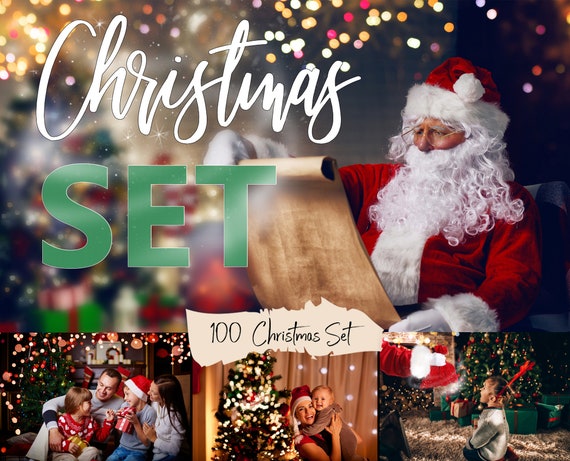 100 Christmas set overlays, snow, sunlight, tree light, fireworks, window, santa hand, fireworks, bokeh, winter frame, light box, new year
