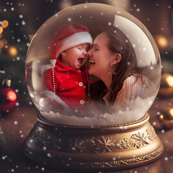 13 Snow Globe Christmas, PNG Overlays, Photo Overlay, Christmas Clipart