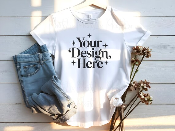 White Gildan 64000 Mockup, Gildan Softstyle Solid Shirt Mock
