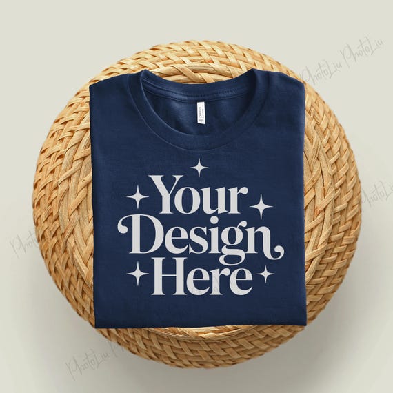 Bella Canvas 3001 Mockup, Boho Flat Lay Tshirt Mock-up, Blue Tshirt Mock-up