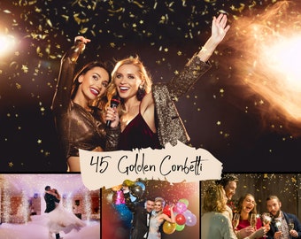 45 Golden confetti overlays