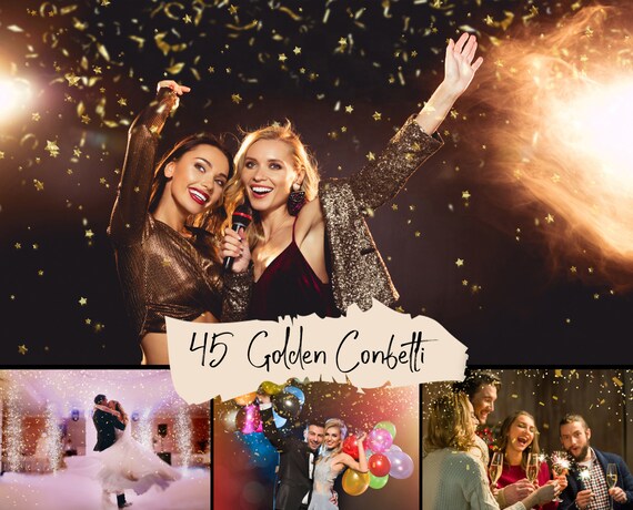 45 Golden confetti overlays