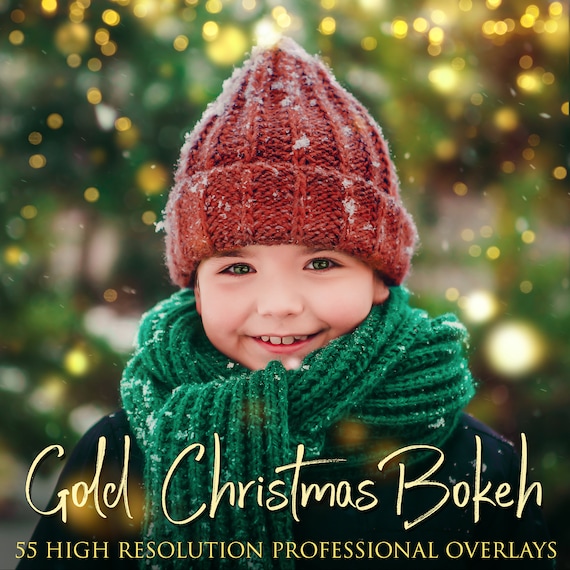 55 Gold Christmas Bokeh, Gold christmas overlays, Bokeh overlays, Christmas lights overlay, Photoshop overlay