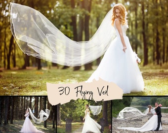 30 Flying Veil Photo Overlays: Wedding Fabric Effects (PNG File)