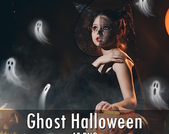 45 Ghost Halloween Overlays - Spooky Photoshop Effects, Transparent PNG