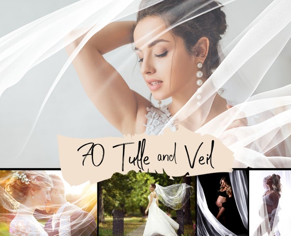70 Tulle and veil overlays, Tulle Overlays Maternity, Wedding flying fabric, Photoshop overlay, JPG file