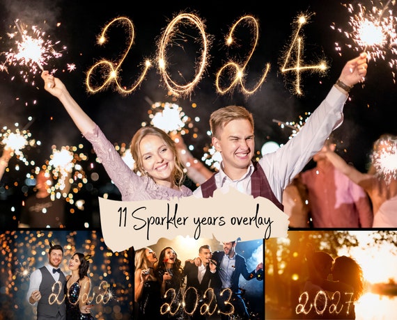11 Sparkler New Years photo overlays  2022-2032