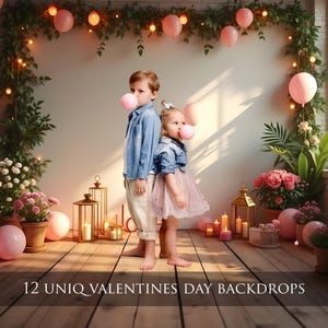 12 Uniq Valentines Day Digital Backdrops, Romantic Love Heart, Gold Heart Backdrops, Maternity Backdrop