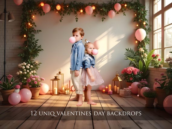12 Uniq Valentines Day Digital Backdrops, Romantic Love Heart, Gold Heart Backdrops, Maternity Backdrop
