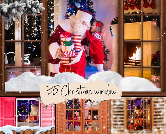 35 Christmas new year window set overlays