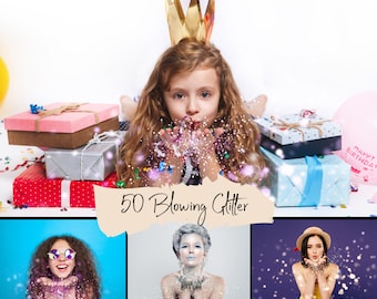 50 Blowing glitter overlays transparent PNG + JPG