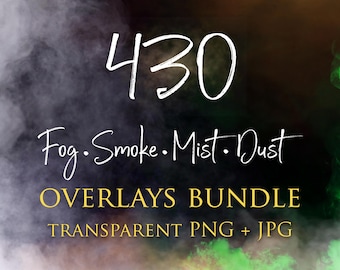 430  Overlays Bundle: Spooky Fog, Smoke, Mist Overlays Transparent PNG + JPG
