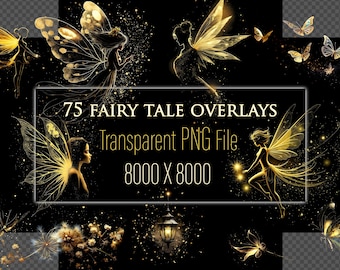 75 Fairy Tale Overlays, Transparent files Graphics for Fantasy Photos, Digital Overlays, PNG + JPG