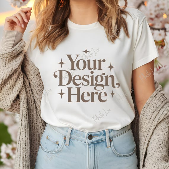 Bella Canvas 3001 Mockup, White T-shirt Photo
