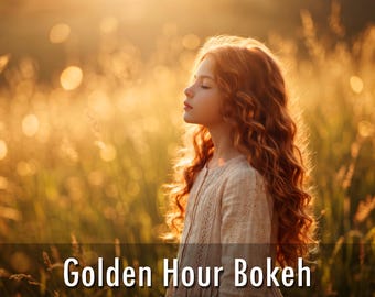 200 Bokeh-overlays met gouden uur-effect: zon, goudstof, stralen, bokeh-effecten (transparante PNG)