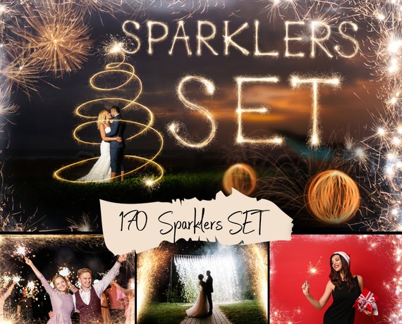 ALL SPARKLERS 170 SET :  Wedding Sparklers + Sparklers Alphabet + Sparkler Photoshop Overlays