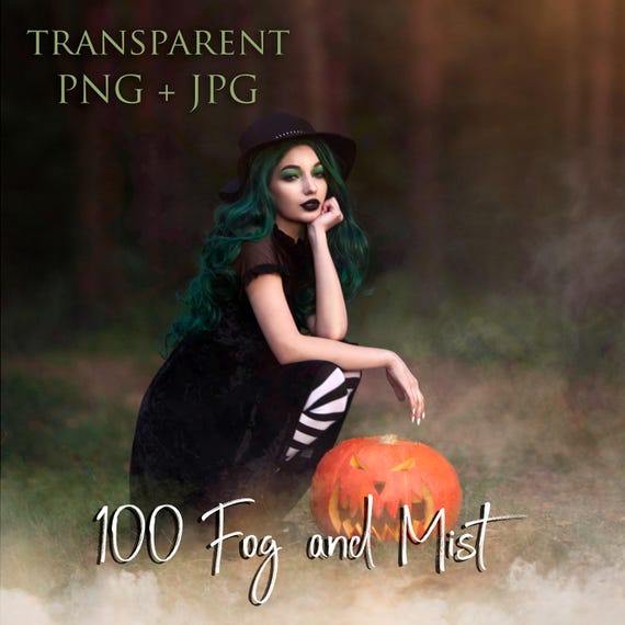 100 Halloween Fog and Mist photoshop overlays PNG + JPG