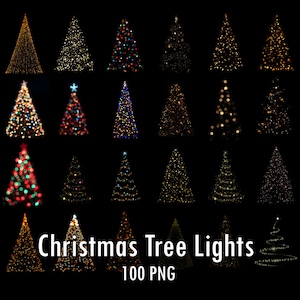 100 Christmas tree lights bokeh, Transparent PNG