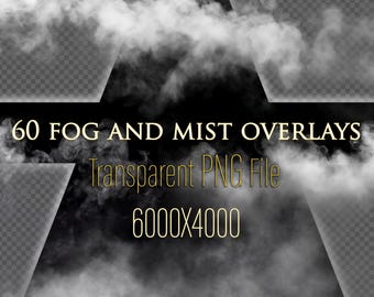 60 Fog and Mist Photo Overlays: Transparent PNG Clipart (Digital Download)