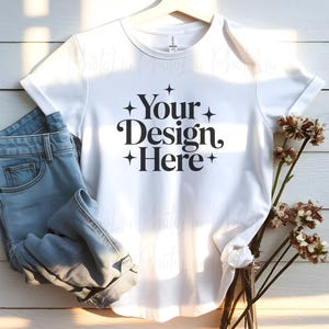 White Gildan 64000 Mockup, Gildan Softstyle Solid Shirt Mock