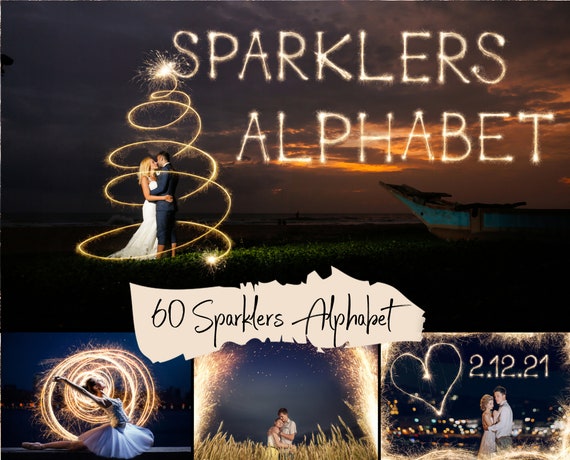 60 Sparklers Alphabet, Photoshop overlays
