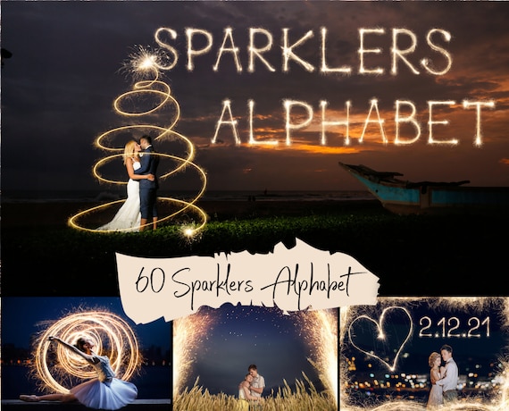 60 Sparklers Alphabet, Photoshop overlays