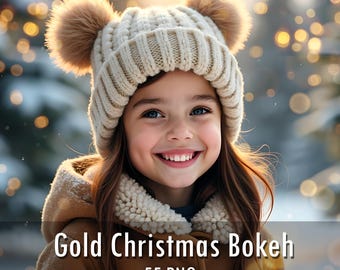 55 Gold Christmas Bokeh Overlays, Transparent PNG