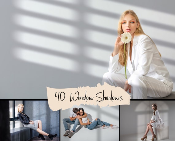 40 Window shadows overlays, blinds reflections, Photoshop photo overlay, jpg file