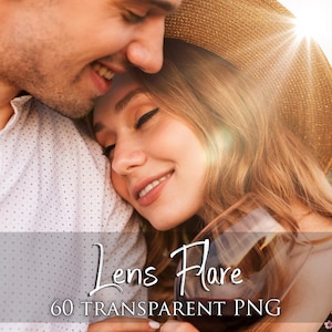 60 Lens flare overlays, sunlight overlays, photoshop overlays, Light and bokeh overlays, light effect photo overlays, Transparent PNG + JPG
