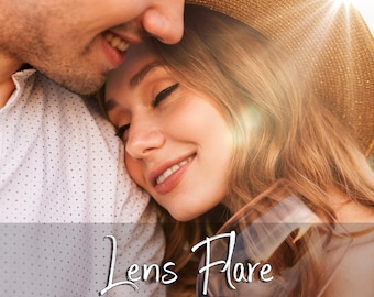 60 Lens Flare Photo Overlays: Sunlight, Bokeh Effects (PNG & JPG Digital Download)
