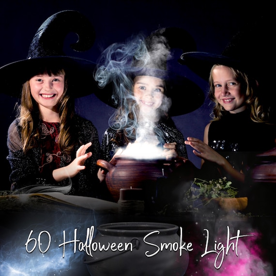 60 Halloween Magic Smoke Light Overlays, Witch Cauldron, Magic light book