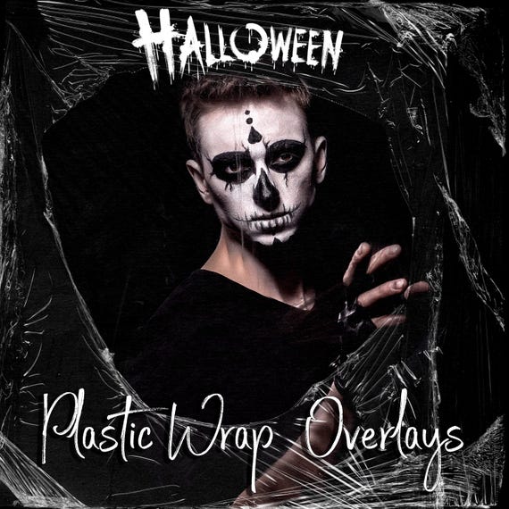 60 Plastic Wrap Halloween Overlays, Plastic Overlays, Plastic Texture Photo, PNG