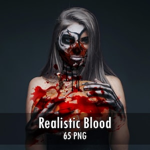 65 Realistic Blood Halloween Photoshop Overlays, Transparent PNG