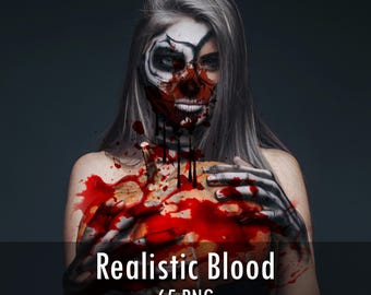 65 Realistic Blood Halloween Photoshop Overlays, Transparent PNG