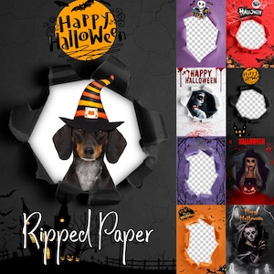 35 Sovrapposizione PNG di carta strappata di Halloween, sovrapposizione di Photoshop Carta strappata, FILE PNG