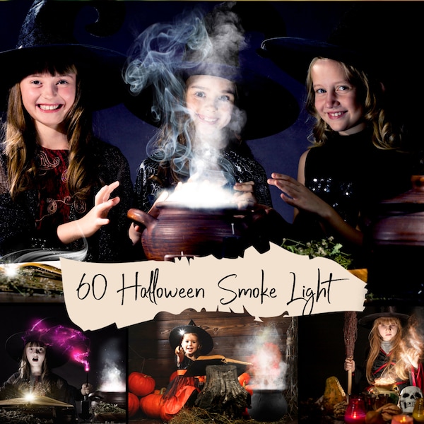 60 Halloween Magic Smoke Light Overlays, Witch Cauldron, Magic light book